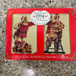 Coca-Cola White Tin with Red Logo Playing Cards — 2 Decks (1994)